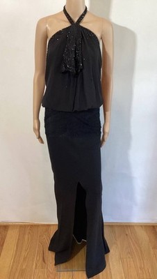 CHRISTIAN DIOR BY JOHN GALLIANO 2003 BEADED SILK HALTER GOWN SZ 6 