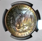 NGC MS-62 1885-P Morgan Dollar, Gorgeous, Rainbow Toning w/ Golden Obverse!