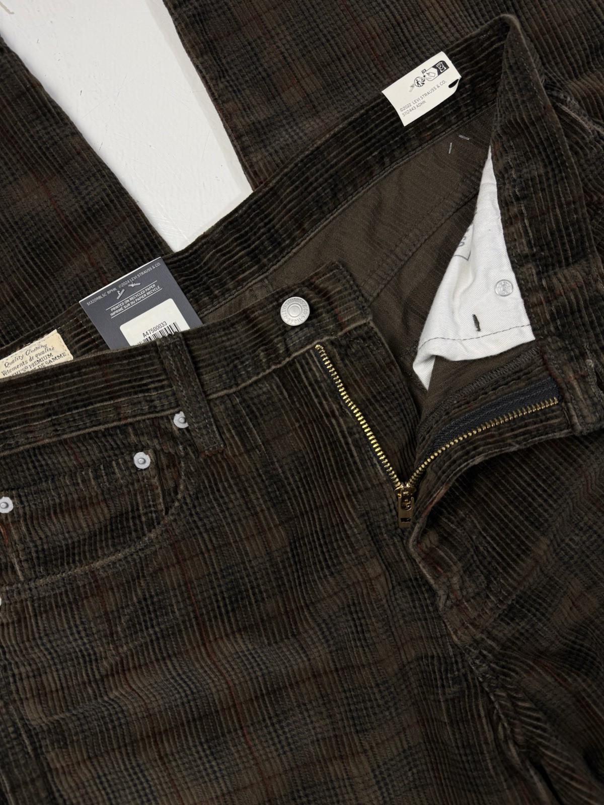 Levis Premium 578 Baggy Corduroy Jeans Men 31 x 32 Jeans Brown Ennis Plaid Pants thumbnail 5