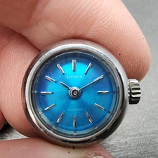 Citizen Ring Watch Women 18mm Blue Dial Silver Tone Round READ!!!!!! Manual Runs