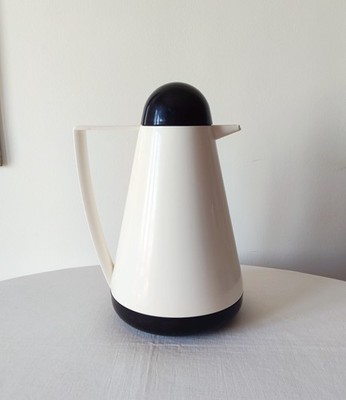 Guzzini Thermoskanne ''Bon Ton'', Vintage 80er Jahre, schwarz-weiß