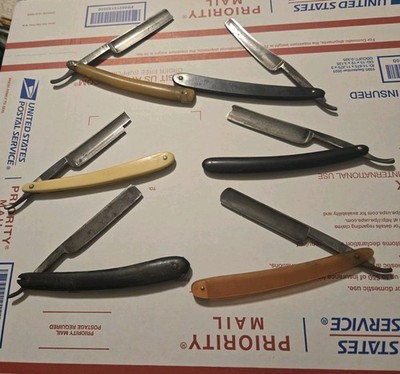 LOT OF 6 VINTAGE STRAIGHT RAZORS Geneva Simmons Hornet Shumate Tungsteel Westor