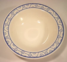 1982 Homer Laughlin Soup Bowl Salad L-82 USA Blue Dots White Rimmed 7" x 2" HTF