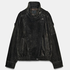 ZARA NUOVA CON ETICHETTE 2026. GIACCA BIKER ANTRACITE 100% PELLE SCAMOSCIATA. 4341/792/822