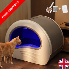 Large Self Cleaning Cat Litter Box Automatic UV Cat Litter Tray House UK