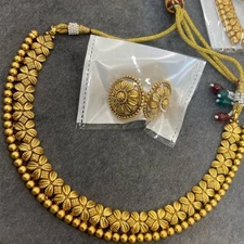 22K Gold Tone Bollywood Indian Wedding Beautiful Choker Necklace Jewelry Set New