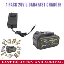 Compatible With Dewalt 20V Max 5.0Ah Battery + Charger Kit for All 20V Tools