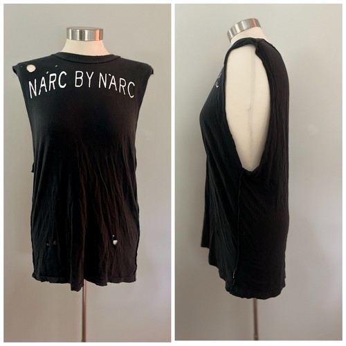 UNIF NARC BY NARC Black Muscle Tank Top Distressed Unisex Small HTF