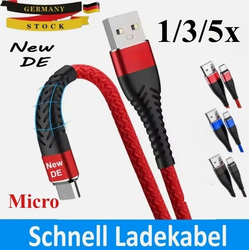 1/3/5x Schnellladekabel Micro USB für Samsung Huawei Xiaomi
