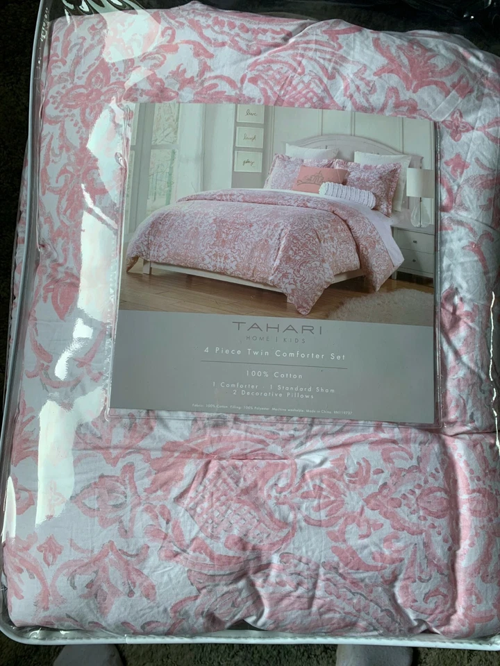 TAHARI Niños Niñas 4 Piezas Blanco Rosa Floral Conjunto Doble Corona Foto 3 de 3