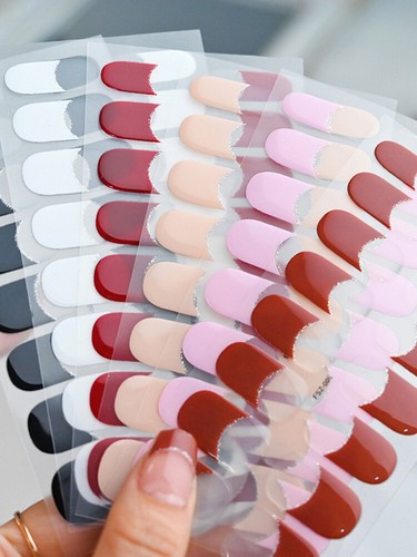 DIY French Patch Full Cover Wraps Gel Nail Sticker UV Lamp Semi-Cured Manicure ↕ - Picture 14 of 28
