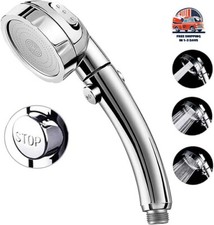 RV Hand Held Shower Head On Off Switch Chrome 3 Spray Water Pressure Hose Camper