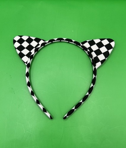 JUSTFAB-Checkered Cat Ear Headband-Girl’s Size: OS-Color: Black/White-NEW!! - Picture 7 of 8