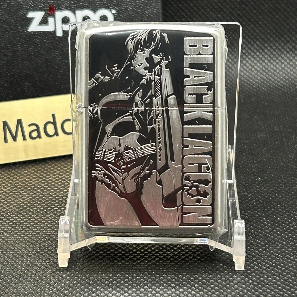 Zippo Black Lagoon Revy Bullet Marks Lighter Etching Silver Brass Japan Anime - Image 3 of 4