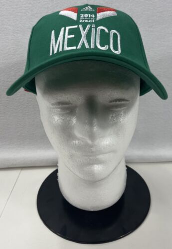 2014 FIFA Fussball-Weltmeisterschaft Brasilien Mexiko grün lizenziert Adidas Strapback Mütze Kappe neu mit Etikett - Bild 1 von 7