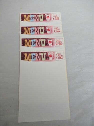 4 VINTAGE 1950-1960 COCA COLA COKE BLANK MENU SHEETS - Picture 1 of 4
