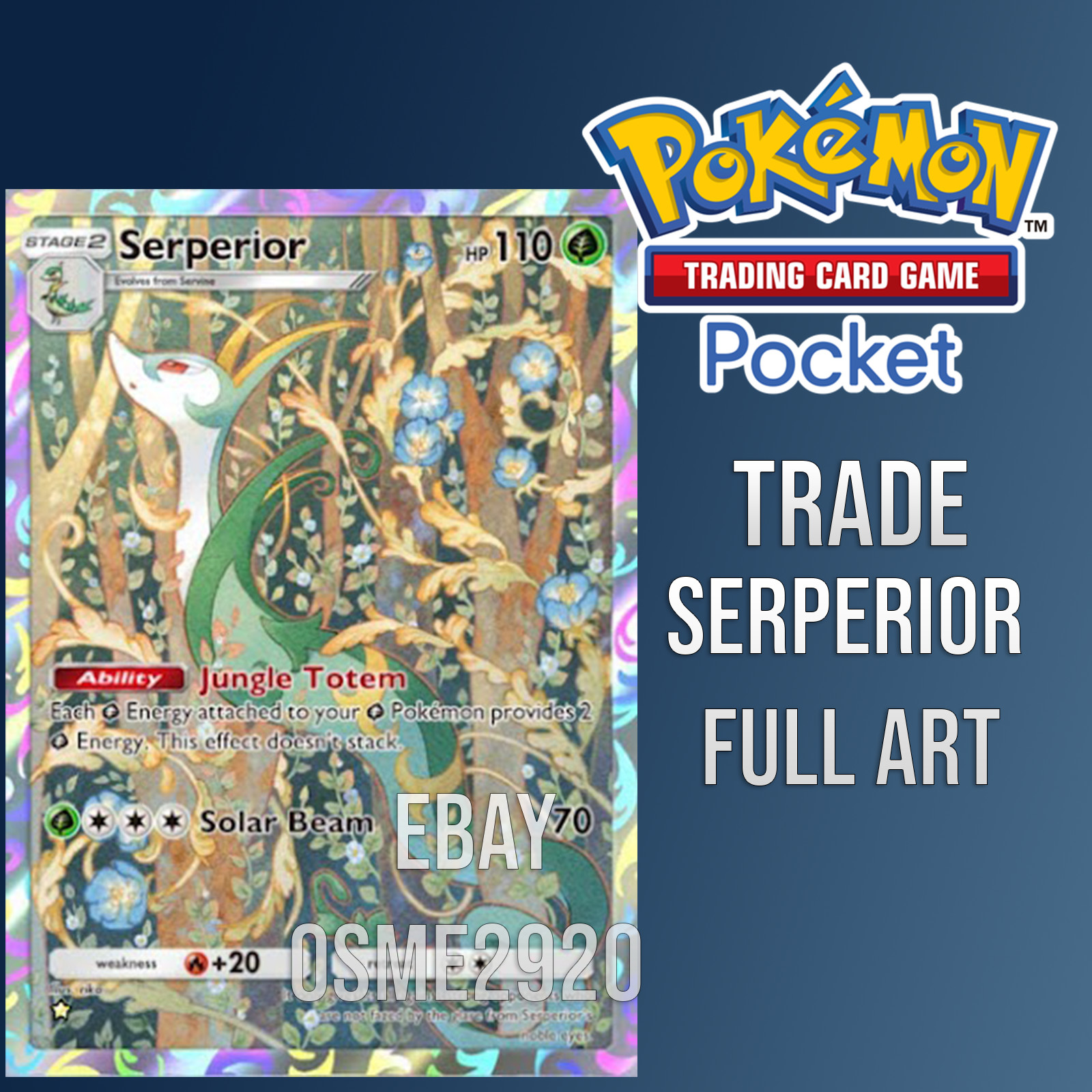 Pokemon TCG POCKET  SERPERIOR FULL ART (Trading Card Game) TCGP FAST SHIPPING