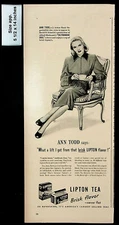 1947 Lipton Tea Brisk Flavor Woman Chair Cup Drinking Vintage Print Ad 29439