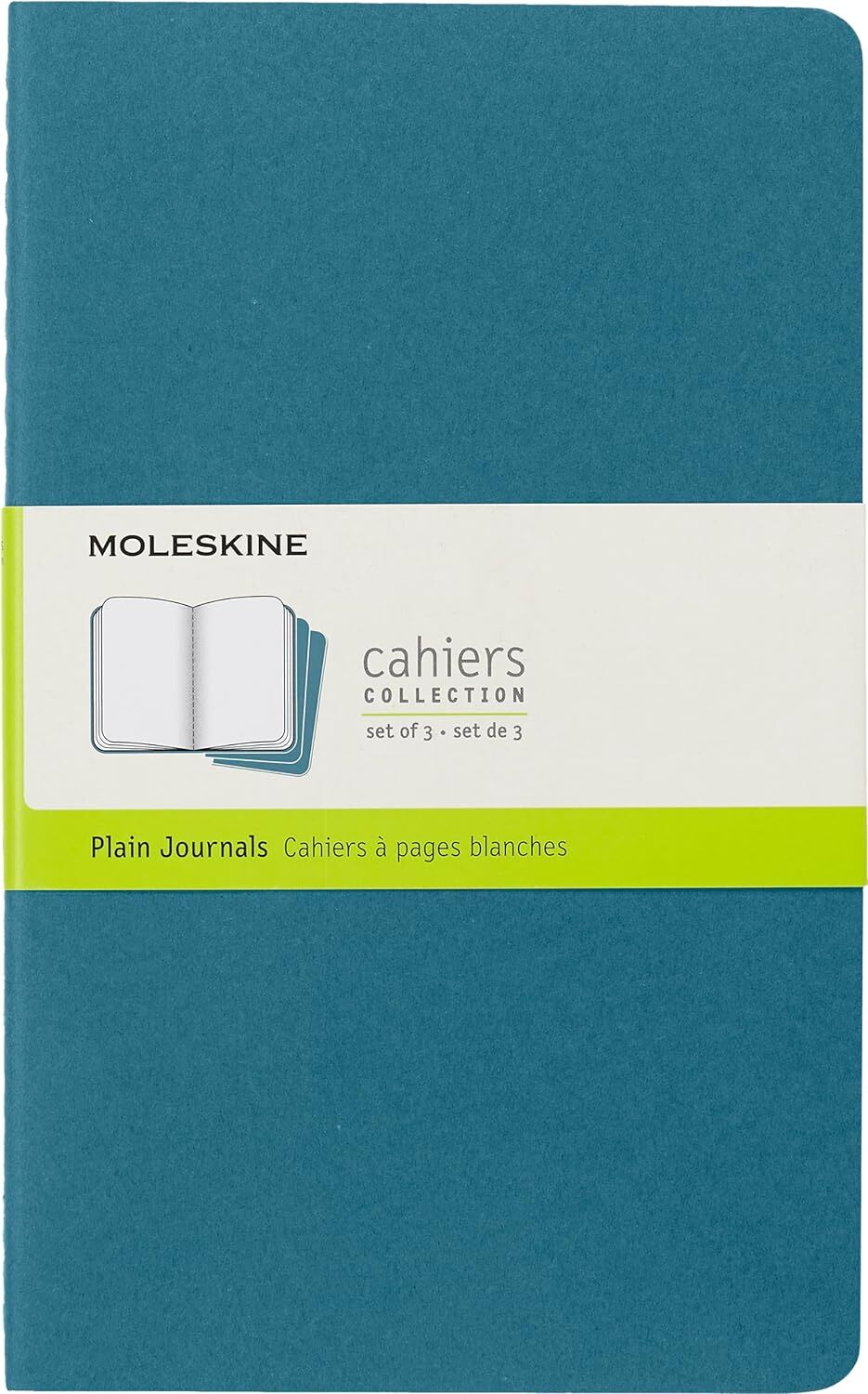 Moleskine Cahier Journal, Set 3 Notebooks with Plain Pages, Cardboard Cover with