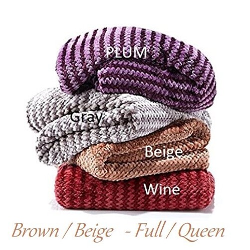 Concierge Soft & Cozy Plush Jacquard Stripe Glimmersoft Brown / Beige ( Q ) - Picture 6 of 9