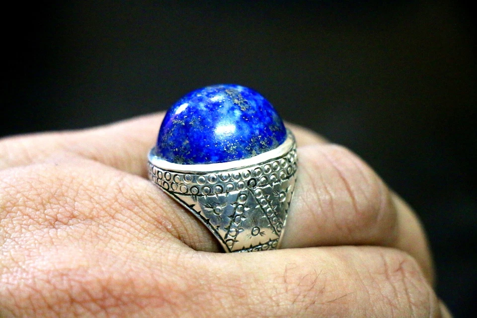 Handmade Lapis Lazuli Ring Sterling Silver Adjustable Size Natural Gemstone - Image 2 of 4