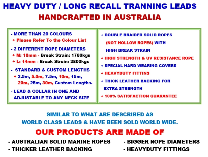 Hand-crafted RECALL Training Long Dog SLIP Lead Leash SOLID ROPE Heavy Duty - Image 3 of 4