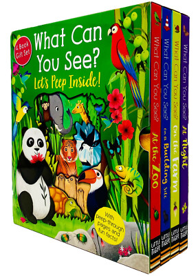 What Can You See? Let's Peep Inside- 4 Books- Little Tiger- Ages 0-5- Boardbook