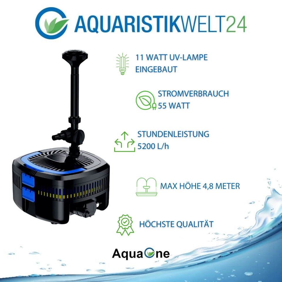 AquaOne Teichfilter Teichfontäne CUF-2800 mit 11W UVC Klärer 3000L/h Teichpumpe - Bild 2 von 4