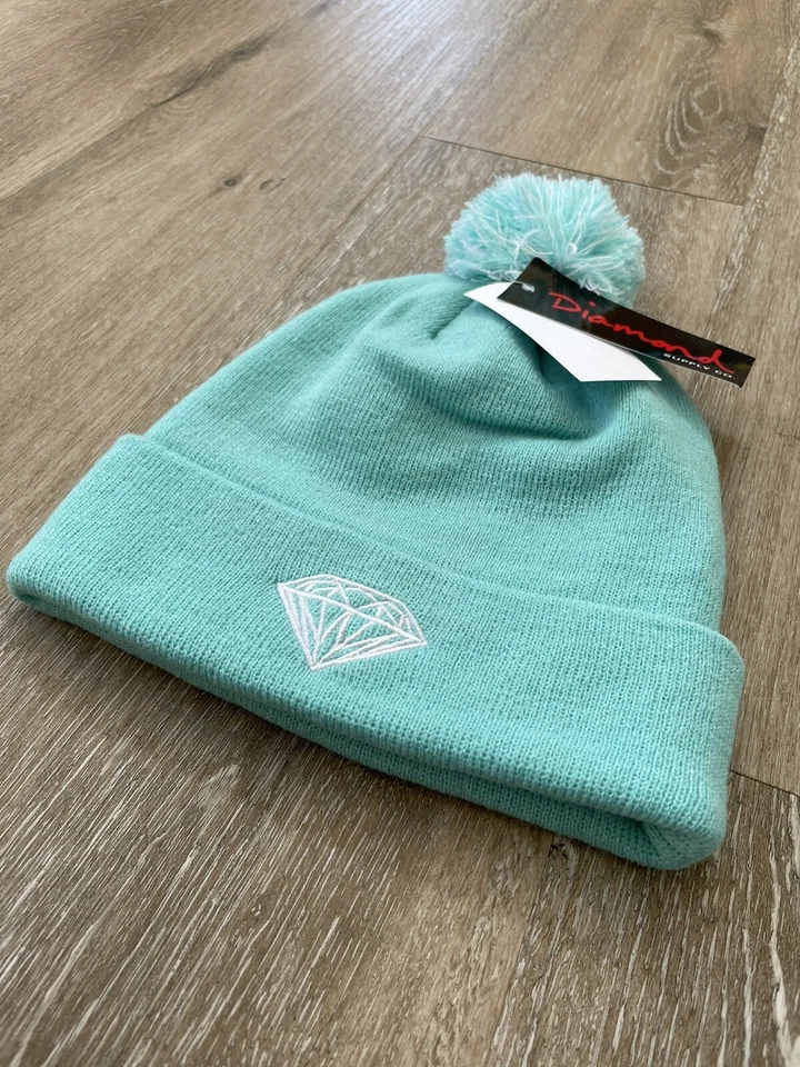 Diamond Supply Co POM POM Diamante Azul Brillante Tejido Sombrero Gorro ¡NUEVO! Foto 3 de 4