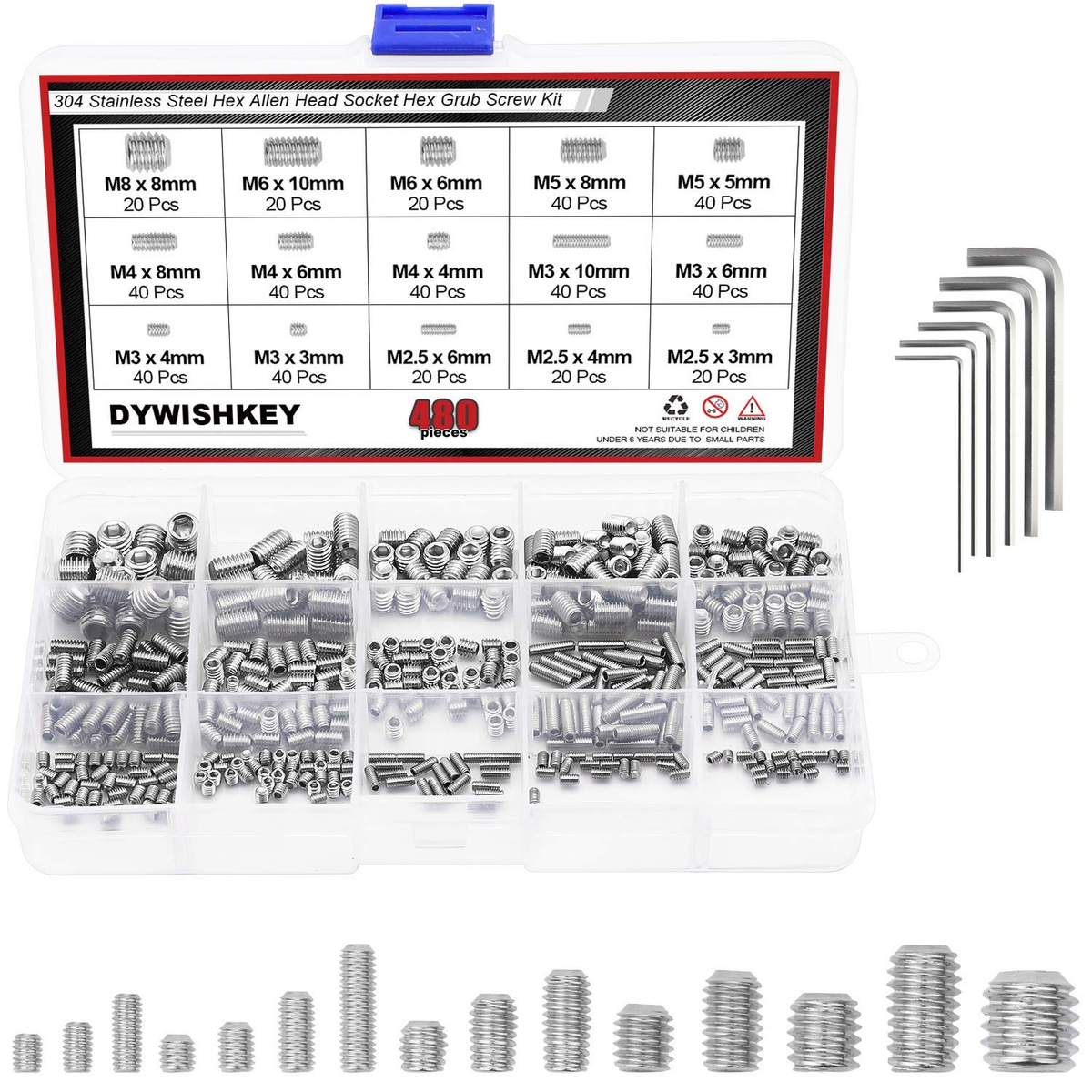 30 Tornillos Prisioneros Allen De Acero Carbono - M2×4mm, Punta Cónica, Cabeza Hexagonal, Alta Resistencia