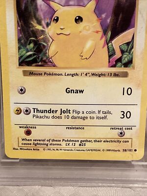 Basic Pokémon AMERICAN PIKACHU #58 : MINT Grading Service - GEM MT