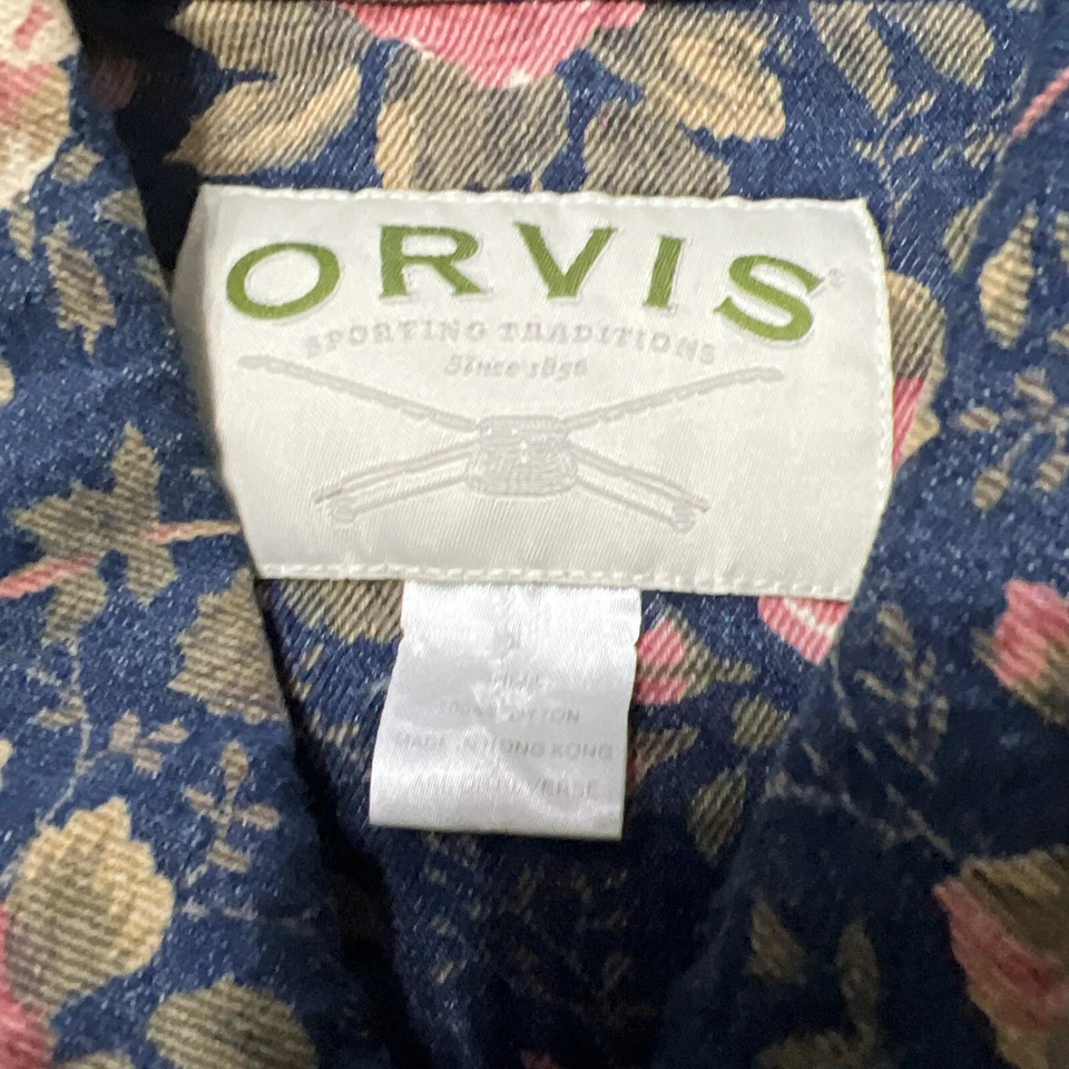 Chaqueta Denim Orvis L Floral Botón Bolsillo Cuello Manga Larga Rosa Foto 2 de 4