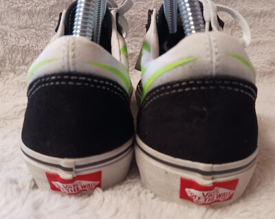 Vans Old Skool Skateboard Sneakers Black White Green Flames 507698 Mens Size‎ 7 Vans Old Skool Skateboard Sneakers Black White Green Flames  main image 2