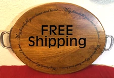 2012 MUDPIE Oblong Sentiment Board with Metal Handles (15" x 12") Made in India