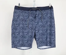 BYLT Coastal Board Shorts Men's Large Blue Geometric Pockets Drawstring