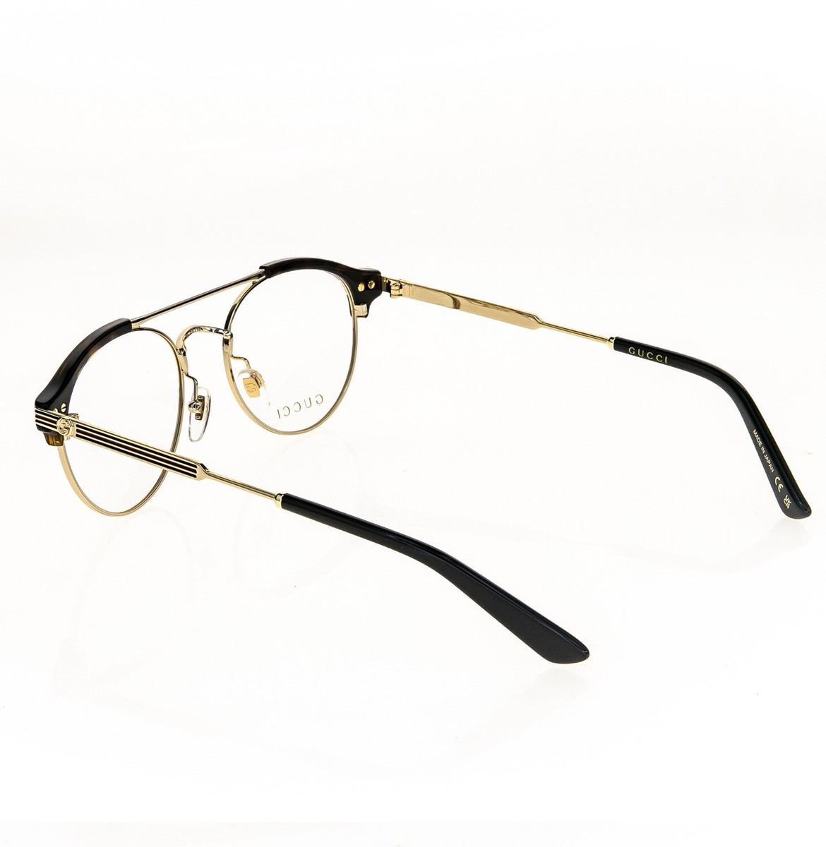 GUCCI 0289 Gold Brown Web Stripe Pilot Logo Unisex