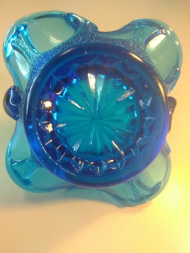 Vintage Cobalt Blue Glass Basket - Picture 3 of 8
