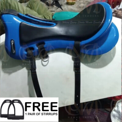 Blue Shining Fibre Endurance saddle For Horse Light Weight Size 14''to18''