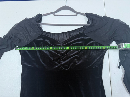 Black Velvet Feel Dress with Flared Sleeves 2XL Gothic Alternative - Picture 4 of 8