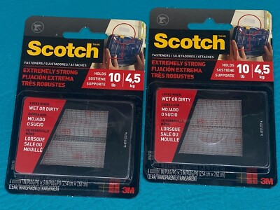 2 Packs Scotch Fastener 3M Indoor Outdoor Heavy Duty  Hook & Loop Stick On 8 pcs