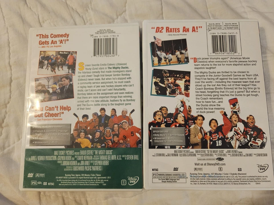 The Mighty Ducks+D2 The Mighty Ducks DVD 1992/1994) Emilio Estevez, OOP Foto 2 de 4