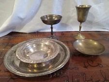 Silver Goblet & Plate Lot Leonard Oneida International Silver Co. Godinger Brass