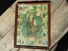 c.1910 HEILIGER FRANZISKUS Hl. HEILIGENBILD MÖNCH mit Lebensstationen Volkskunst