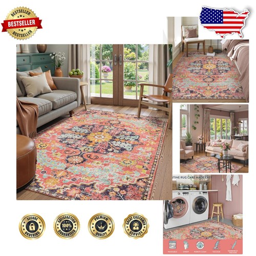 Comfortable 4x6 Floral Area Rug with Non-Slip Backing - Perfect for Living Rooms