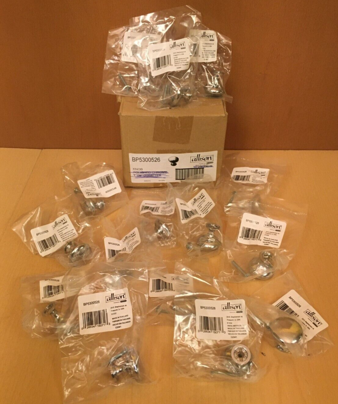 Amerock Allison  BP5301026 Brushed Chrome 1-1/4 Cabinet Knob Pulls Lot Of 15