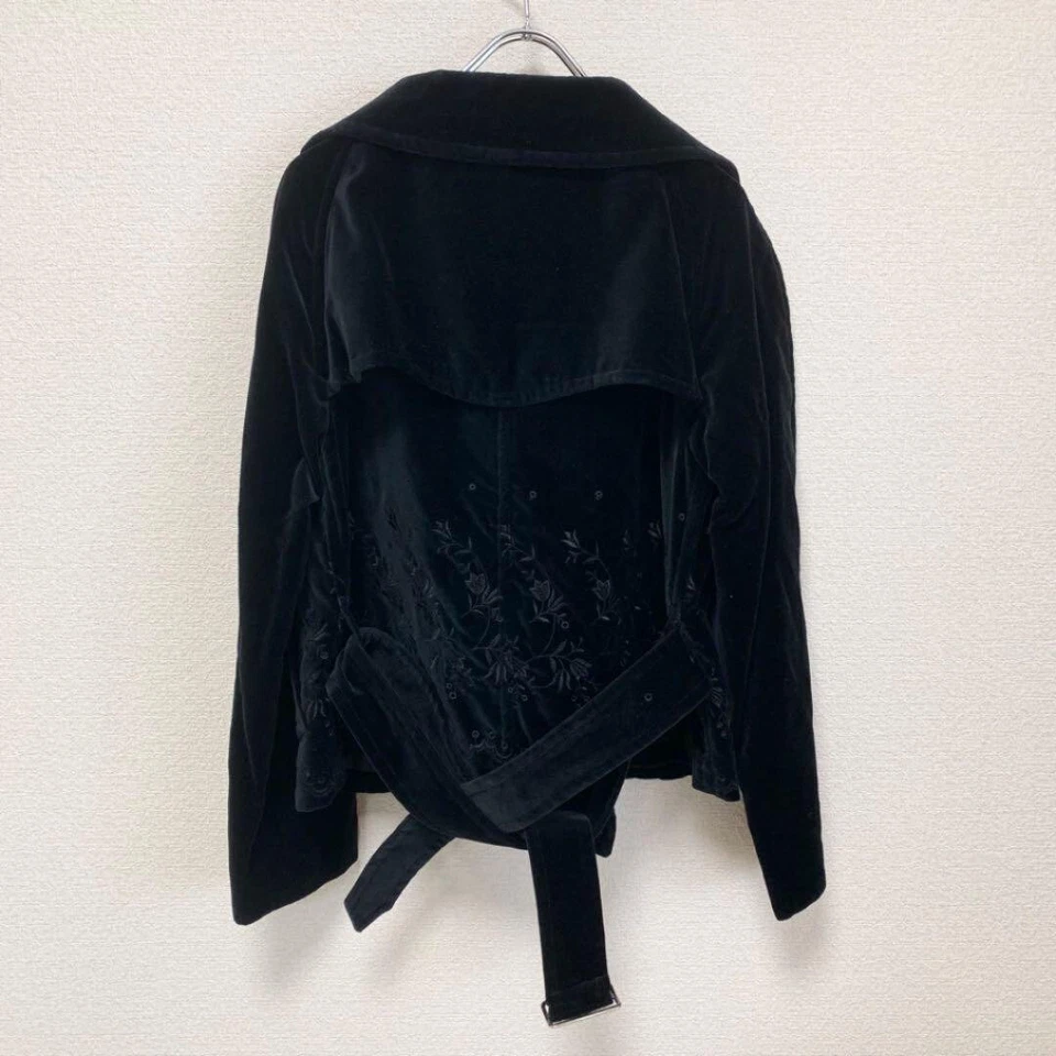 Женская велюровая куртка/пальто COMME des GARCONS черная размер M 2001 L:21,6 дюйма W:18,9 дюйма - Изображение 2 из 4