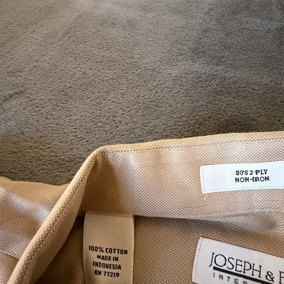 Camisa Joseph & Feiss International Bronceada Años 80 2 Capas Sin Planchar Abotonada Para Hombres 18.5 Foto 4 de 4