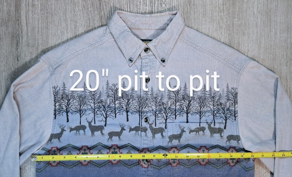 Vintage Cabela’s Aztec Flannel Shirt Men’s Medium Deer Western Chamois Nature - Image 4 of 4