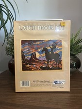 New Vtg Latch Hook Craft Kit Style R637 Southwestern Horse Indian Sunset USA