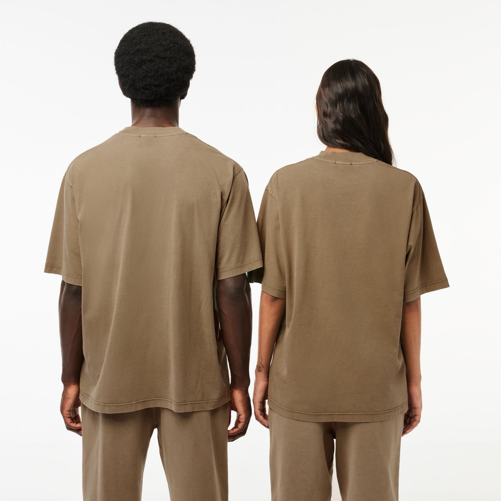 NWT Lacoste Loose Fit Embroidered Logo T‑Shirt Khaki Green Washed Y2K Size XL thumbnail 6